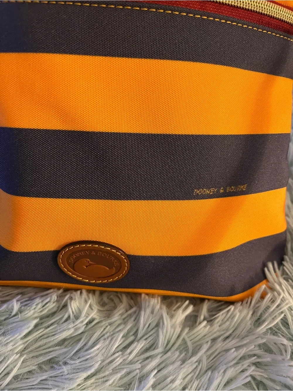 Dooney & Burke Crossbody Bag EUC Orange/ Navy Stripe